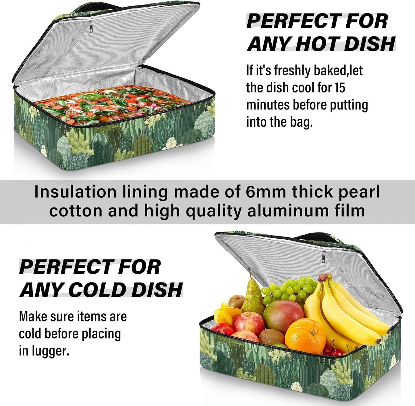 Casserole Carriers for Hot or Cold Food Reusable Casserole Dish Carrier Insulated Thermal Large Capacity Durable Perfect for Party Camping Family Gatherings Yellow Fish - Colors A