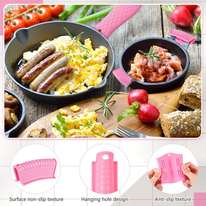 Patelai 8Pcs Silicone Cast Iron Handle Cover,Black