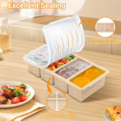 Doasuwish Silicone Freezer Molds for Soup with Lid – 1-Cup Soup Container Style Ice Cube Trays for Freezer, Meal Prep & Food Storage, Freeze 250mL/125mL Portions – 2 Pack