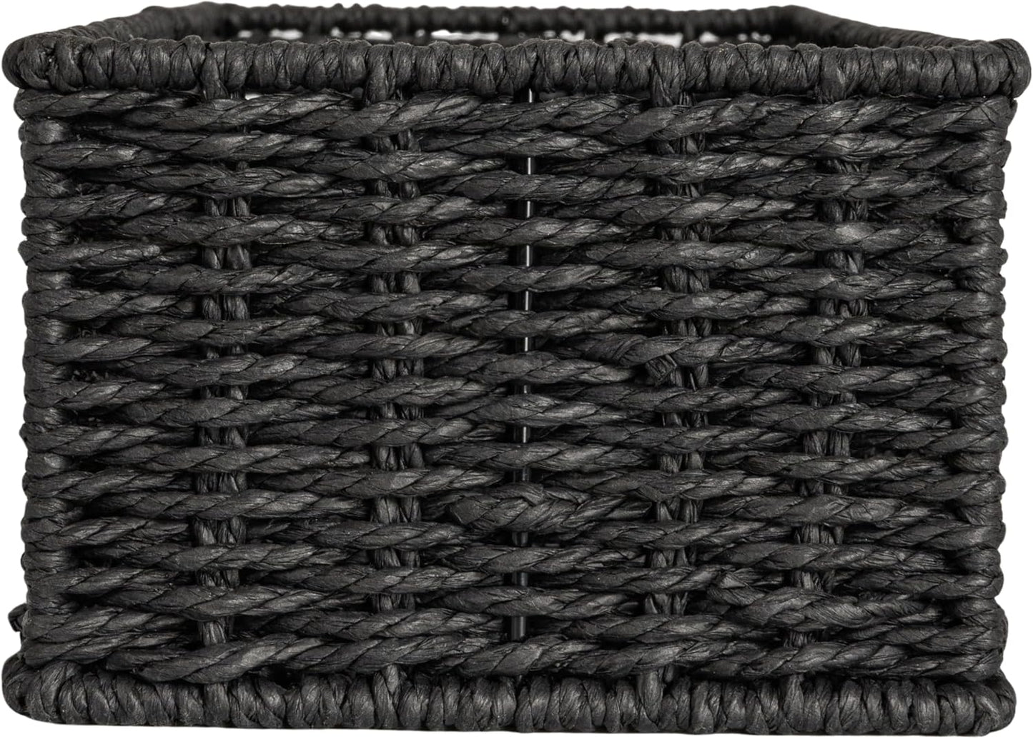 Household Essentials Water Hyacinth Rectangular Storage Basket with Handwoven Fibers and Iron Frame, Natural Finish