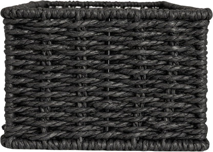 Household Essentials Water Hyacinth Rectangular Storage Basket with Handwoven Fibers and Iron Frame, Natural Finish