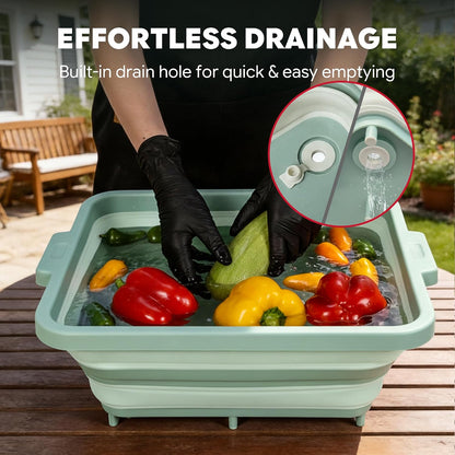 Feasto Collapsible BBQ Prep Tubs with Cutting Board, 9-IN-1, 2 Tubs Portable Grill Prep Station with Side Brackets, Lids, Knives, Meat Claws and Drain Rack, Space-Saving for Kitchen & Camping, Black