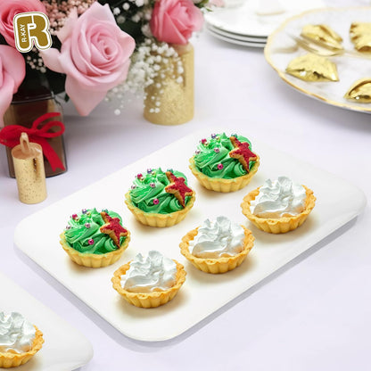 6 Pack Plastic Serving Trays for Party - 8 x 11 Disposable Serving Tray - Heavy Duty Gold Dessert Trays (Clear)