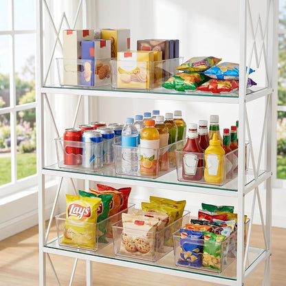 Vtopmart 8pcs Clear Organizers and Storage Bins with Lids, Stackable Plastic Storage Containers with Handles for Fridge, Freezer, Pantry, Cabinet, Kitchen Organization
