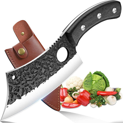 ROCOCO Viking Cleaver Knife Birthday - Kitchen Axe & Sheath Father Gift Men