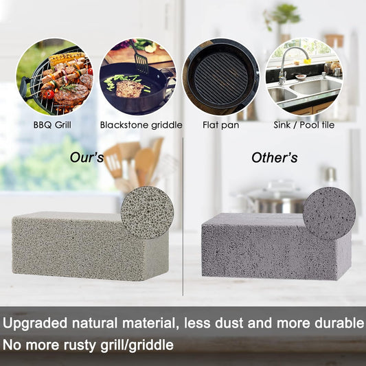 Blackstone Griddle Cleaning kit 16 Pcs, Heavy Duty Grill Cleaning Stone Bricks with Handle,Griddle Scrubber Scouring Pads with Handle and 6" Grill Scraper,Griddle Cleaner Brush Set for Flat Top