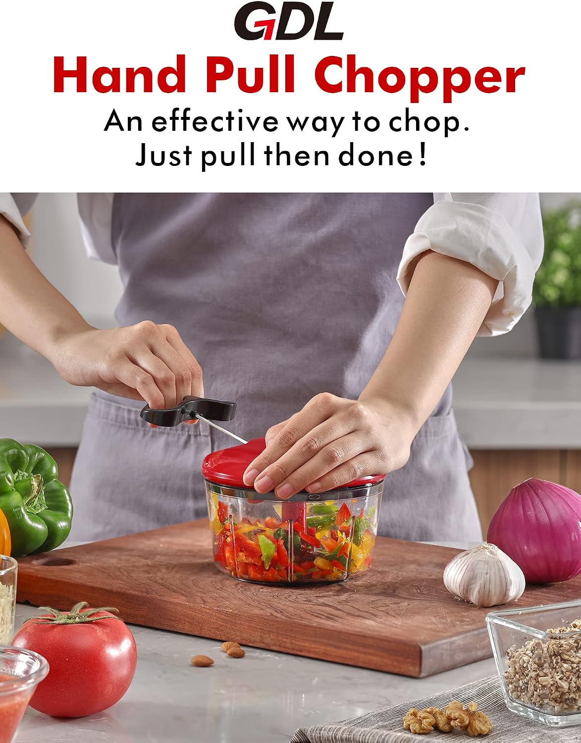 GDL Food Chopper, Vegetable Chopper, Pull String Onion Chopper Dicer, 800ML