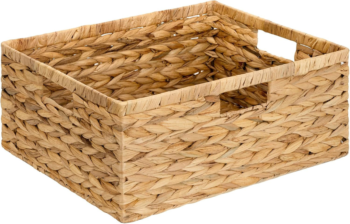 GRANNY SAYS Wicker Storage Baskets for Shelves, Water Hyacinth Basket with Scalloped Edge, Storage Wicker Baskets for Pantry, Large, 2-Pack