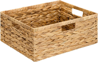 GRANNY SAYS Wicker Storage Baskets for Shelves, Water Hyacinth Basket with Scalloped Edge, Storage Wicker Baskets for Pantry, Large, 2-Pack