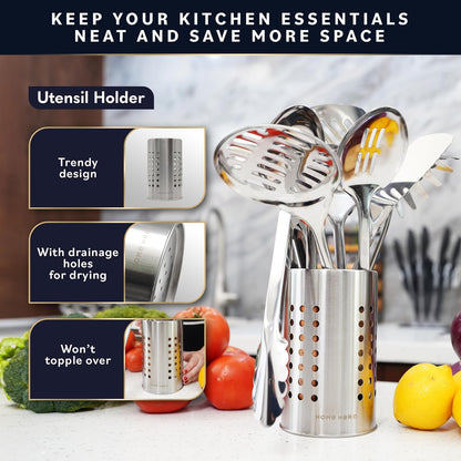Home Hero Silicone Kitchen Utensils Set - Heat Resistant Non-Scratch Cooking Utensils - Ergonomic Silicone Spatula Set - Dishwasher Safe Kitchen Tools - 26 Piece, Stone