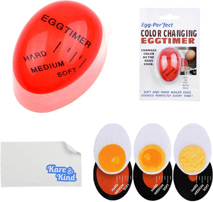 Kare & Kind Egg Timer 2X Pack - Color Changing Indicator - Soft, Medium and Hard Boiled Eggs - Heat Sensitive - Safe Durable Kitchen Aid - Gift and Home Use