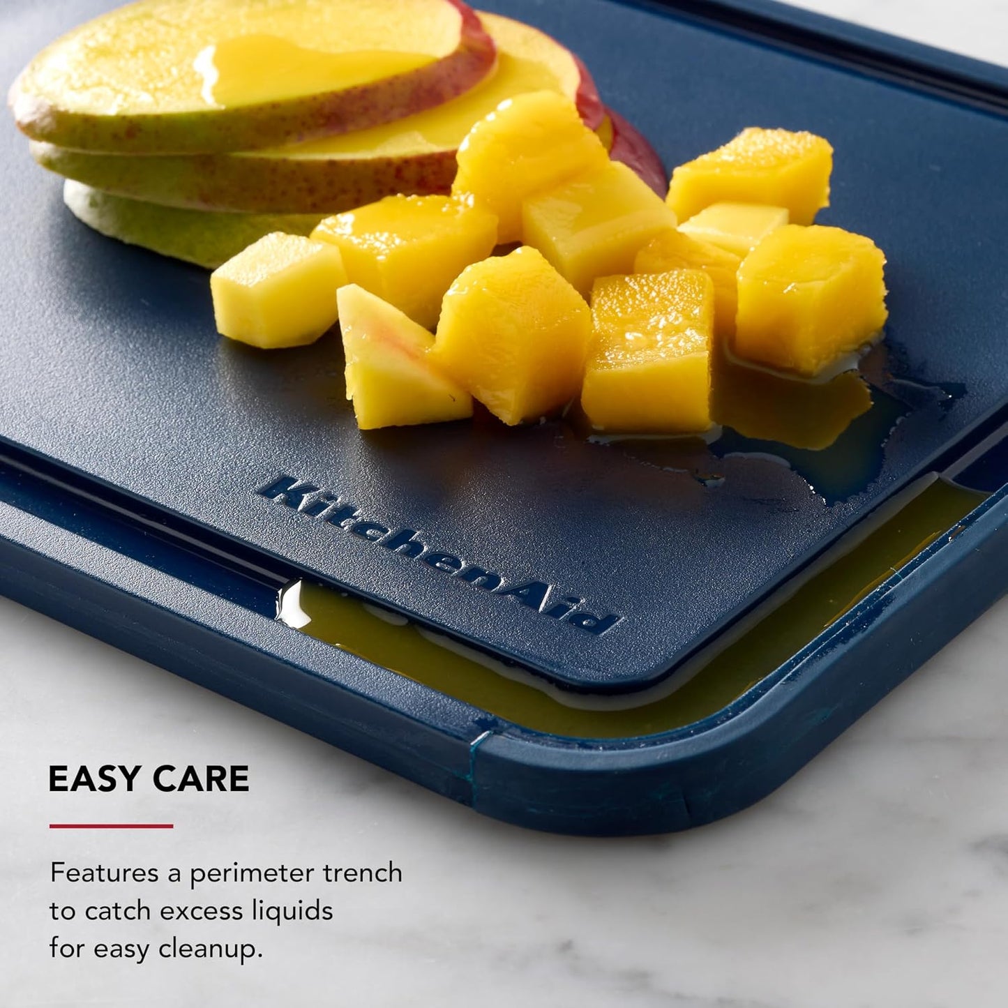 KitchenAid Classic Plastic Cutting Board with Perimeter Trench and Non Slip Edges, Dishwasher Safe, 12 inch x 18 inch, Gray