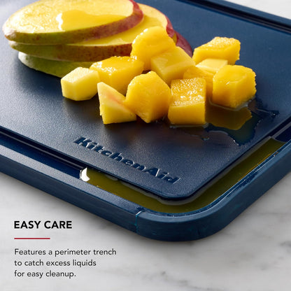 KitchenAid Classic Plastic Cutting Board with Perimeter Trench and Non Slip Edges, Dishwasher Safe, 12 inch x 18 inch, Gray