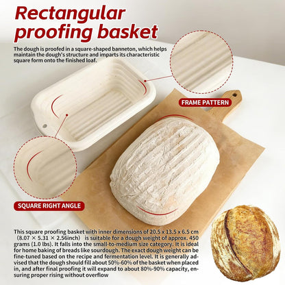 2-Pack 8 Inch Rectangular Bread Proofing Basket Set