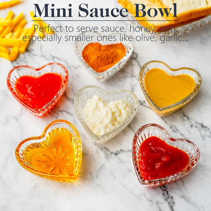 kanpura Mini Glass Bowls, Square Prep Bowl, Dishwasher Safe, Pinch Bowls for Dipping Spices Sauce, Stackable, 1.8 oz, Set of 6, (Clear)
