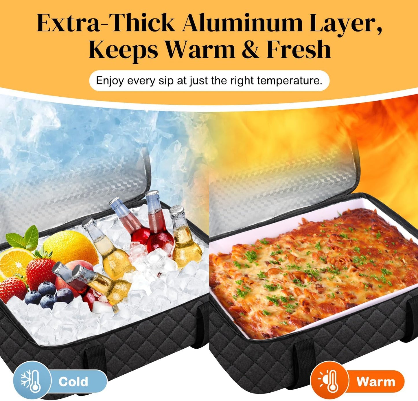 Coobiiya Insulated Casserole Carrier,Lasagna Lugger Tote Keeps Food Hot or Cold,Thermal Lunch Bag Warmer & Cooler Carrier Bag,Portable Tote Bag Fits 9" x 13" Baking Dish for Picnic and Cookout