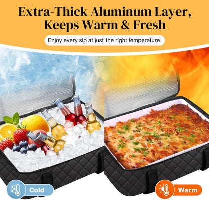 Coobiiya Insulated Casserole Carrier,Lasagna Lugger Tote Keeps Food Hot or Cold,Thermal Lunch Bag Warmer & Cooler Carrier Bag,Portable Tote Bag Fits 9" x 13" Baking Dish for Picnic and Cookout