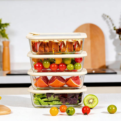 Urban Green Glass Food Storage Containers with Glass Lids, Microwave Safe Food Container Set, Aitight Meal Prep Container Set, LeakProof, 100% Plastic Free, 6 Pack