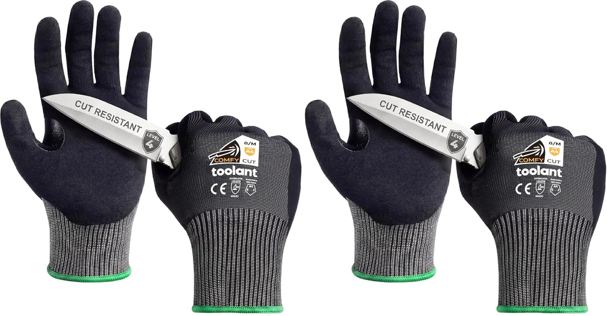 toolant ComfyCut A4 Cut Resistant Work Gloves, 1 Pair, Dark Gray, Large