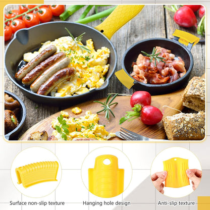 Patelai 8Pcs Silicone Cast Iron Handle Cover,Black