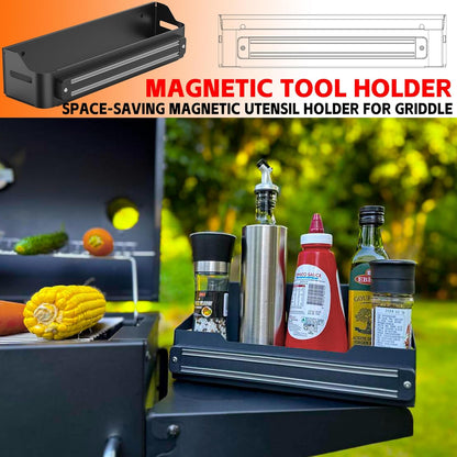 Magnetic Griddle Grill Caddy Organizer,Grill Caddy with Magnetic Tool Holder for Grilling BBQ,Space Saving Magnet Utensils Holder for Outdoor Blackstone Griddle