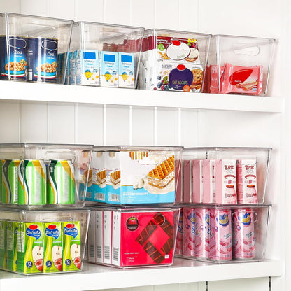 Vtopmart 6 Pack Clear Stackable Storage Bins with Lids, Medium Plastic Containers with Handle for Pantry Organizer and Storage,Perfect for Kitchen,Fridge,Cabinet, Closet,Bathroom Organization