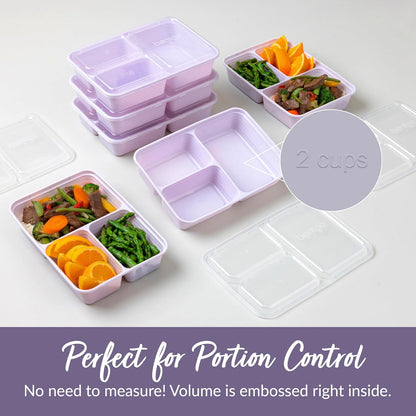 Bentgo Prep - 20-Piece 3-Compartment Reusable Meal Prep Containers with Lids, PFAS & BPA Free Materials, Durable, Microwave, Freezer, & Dishwasher Safe To Go Food Storage (Stone Gray)
