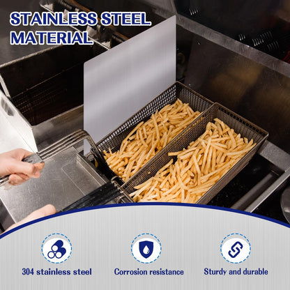 2 Packs Stainless Steel Fryer Splash Guard Side Stove Splash Screen, Oil Splash Guards for Kitchen & Restaurants Deep Fryer (20-1/2" W x 18" H)