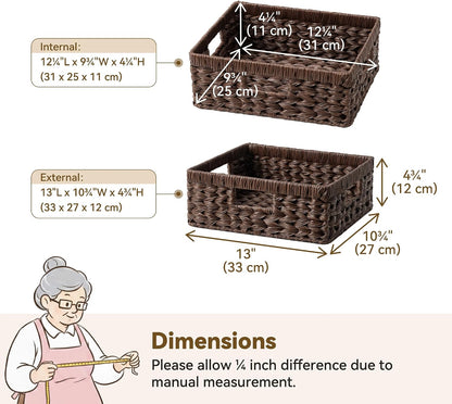 GRANNY SAYS Wicker Storage Baskets for Shelves, Water Hyacinth Basket with Scalloped Edge, Storage Wicker Baskets for Pantry, Large, 2-Pack