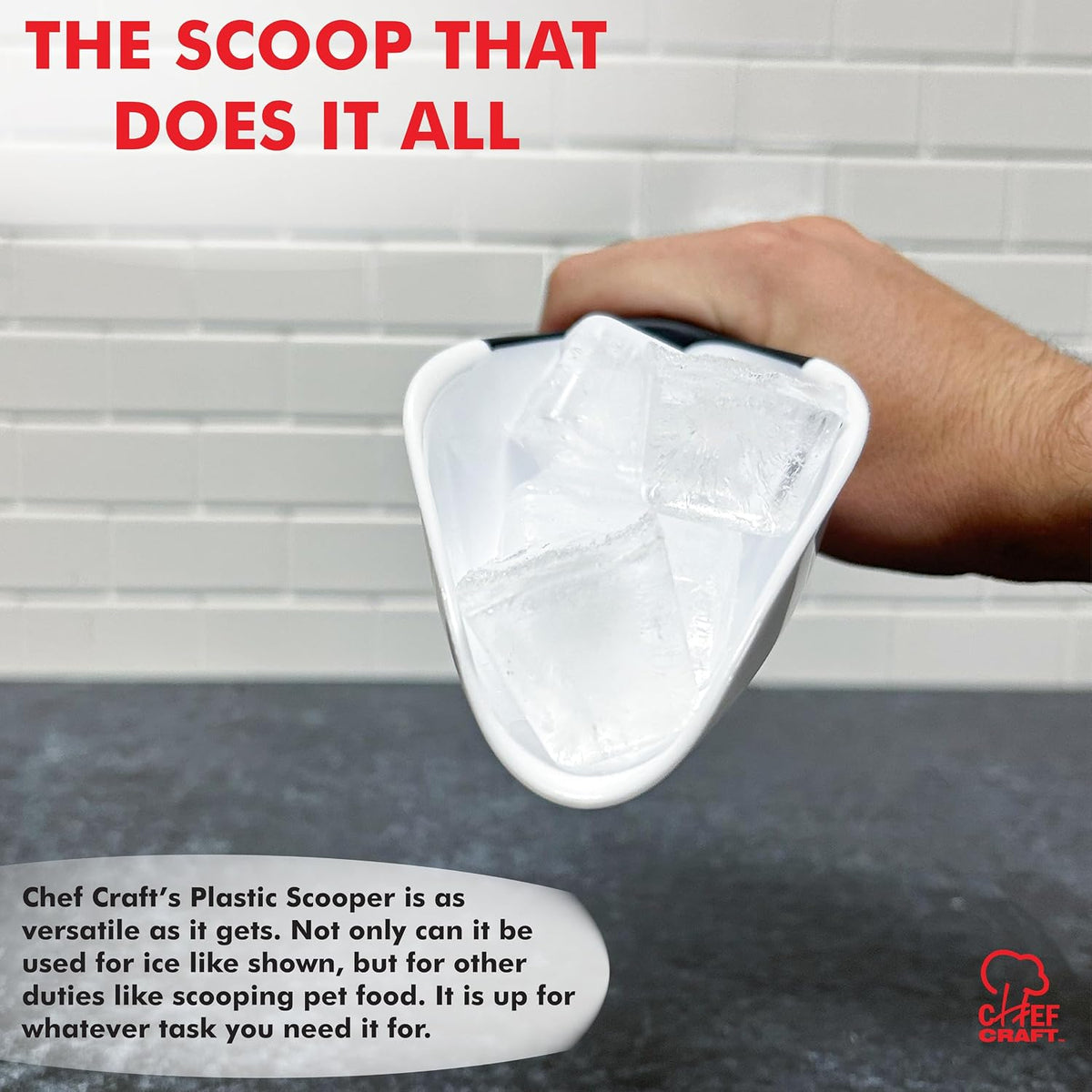 Chef Craft Select Plastic Scoop, 1 Cup, White