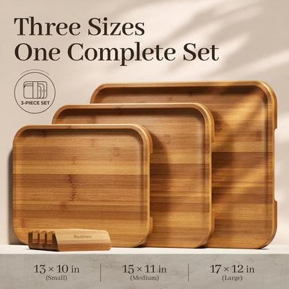 Non Toxic Deep-Carbonized Bamboo Cutting Board, 15 x 11 Inch