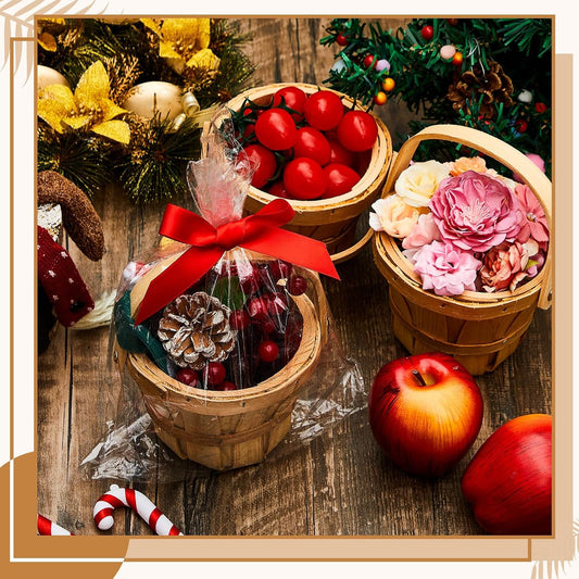 Marsui 15 Pcs Small Wooden Berry Baskets – 4 x 5.1 Inch Handcrafted Beach Baskets with Reinforced Handles, for Fruit, Market, Crafts, Gifts, Garden Picking & Decor (Brown)