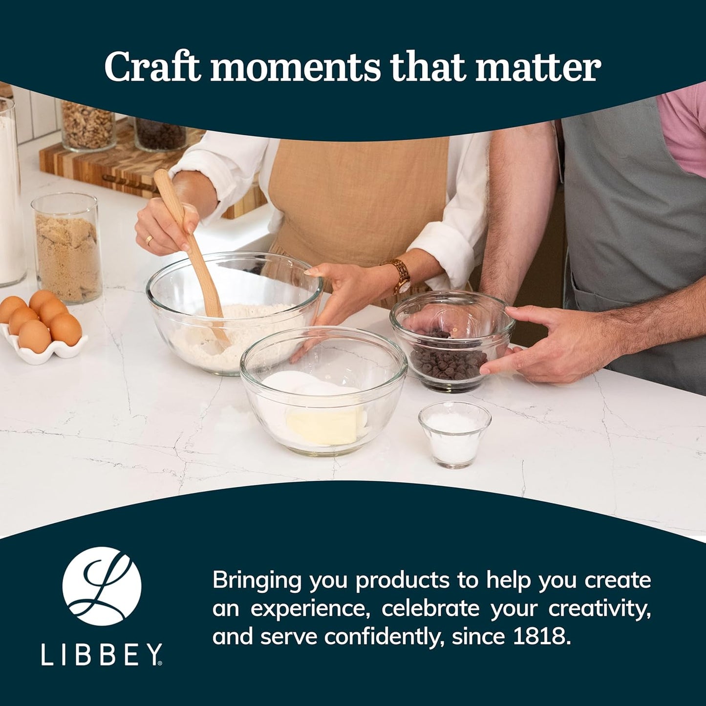 Libbey Baker's Basics 3-Piece Glass Mixing Bowls Set - Clear Bowls for Baking, Prep, Serving & Storage - Microwave, Oven, Freezer and Dishwasher Safe