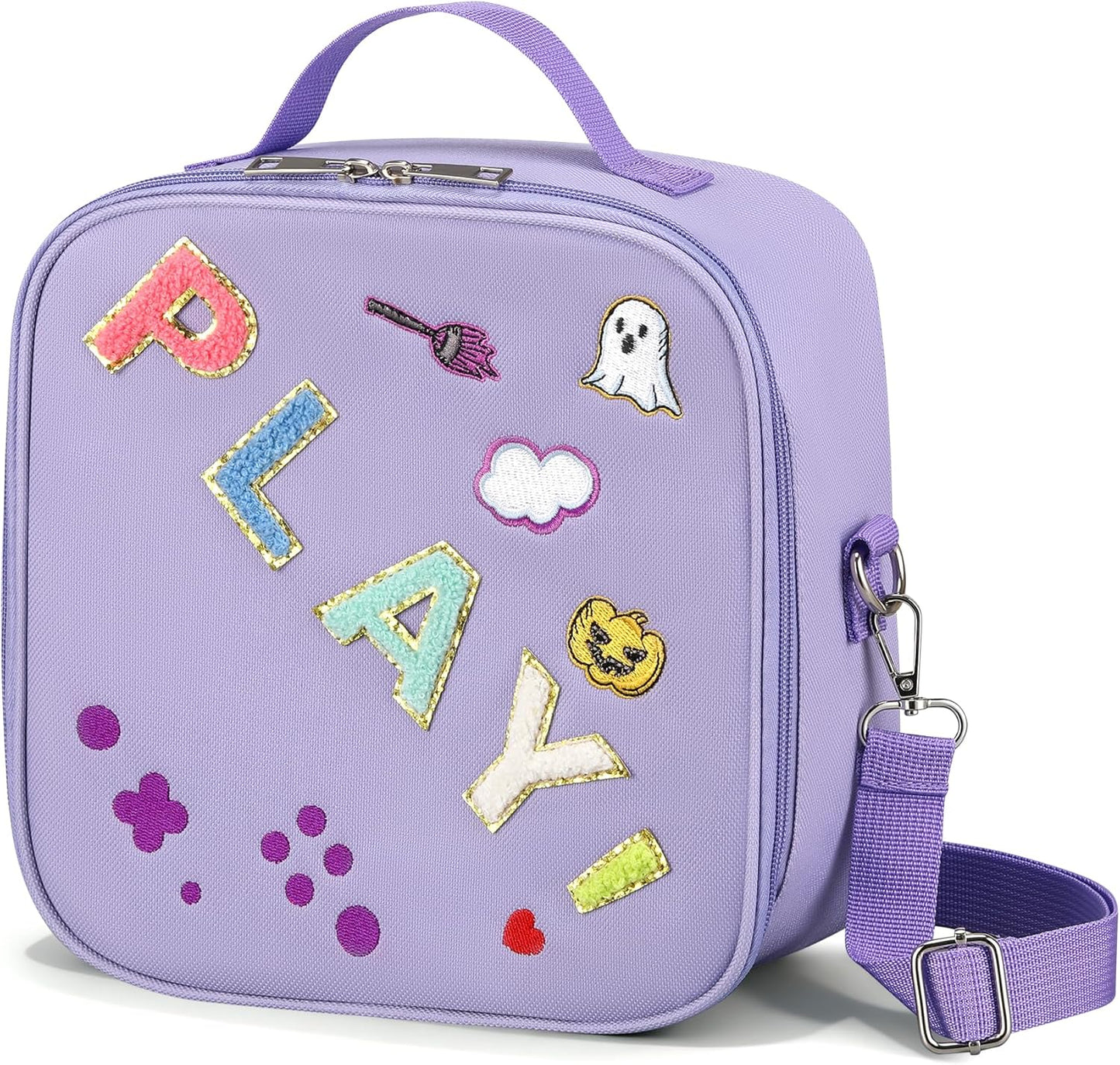 Kids Lunch Box for Kids Insulated Reusable Lunch Bag Tote Durable Children Leak-proof Lunchbox with Adjustable Shoulder Strap for School Daycare Travel Picnic (Navy - 3D Dinosaur)