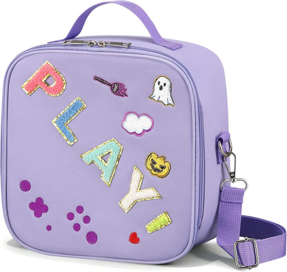 Kids Lunch Box for Kids Insulated Reusable Lunch Bag Tote Durable Children Leak-proof Lunchbox with Adjustable Shoulder Strap for School Daycare Travel Picnic (Navy - 3D Dinosaur)
