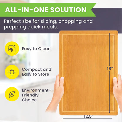 Greener Chef Luxury Bamboo Cutting Board Set of 3 with Glue-Free Surface Technology - Extra Spacious Wood Cutting Boards for Kitchen and XL Chopping Board Set - Replacements for Life