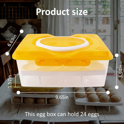 Ortable Large Capacity Double-layers Egg Storage Container Holds 24 Eggs Shatter-proof Non-slip Eggs Holder with Handle (Purple)