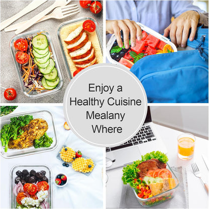 VERONES 10Pack Glass Meal Prep Containers, Airtight Glass Lunch Containers,Stackable Glass Food Storage Containers Set with Lids,Exclusive of BPA, for Microwave,Oven, Freezer&Dishwasher Friendly,Green