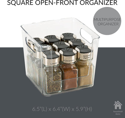 Simplify Rectangular Open Front Organizer Bin | Kitchen Cabinet & Pantry | Fridge Storage | Bathroom | Office Tote | Super Clear