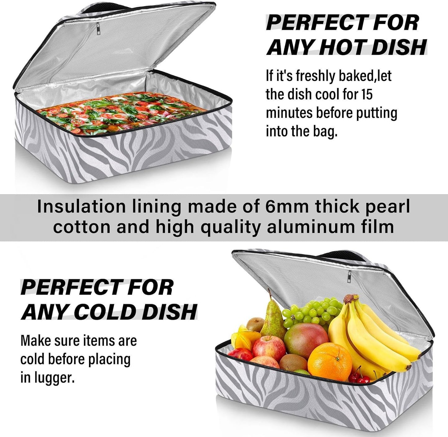 Casserole Carriers for Hot or Cold Food Reusable Casserole Dish Carrier Insulated Thermal Large Capacity Durable Perfect for Party Camping Family Gatherings Yellow Fish - Colors B