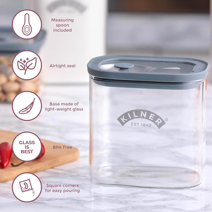 Kilner 3 Litre Glass Cereal Dispenser | Storage Jar with Airtight Glass & Silicone Lid | Easy-Pour Spout for Mess-Free Serving | Food Dispenser for Cornflakes, Beans, Granola and Pet Food