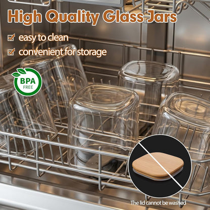 Moretoes 3 Pack 2qt Glass Storage Containers with Bamboo Press Lids, Large Airtight Food Storage Jars for Pantry, Flour, Sugar, Dry Goods