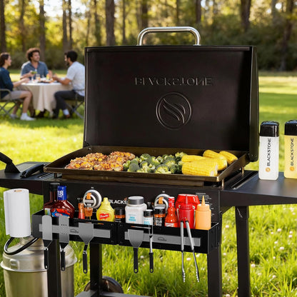 Front Griddle Caddy for Blackstone 28"/36" Griddles, Large Capacity Grill Accessories Organizer for Black Stone with Magnetic Tool Holder, Paper Towel Holder, BBQ Accessory Storage for Outdoor Grill