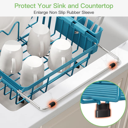 JASIWAY Dish Drying Rack in Sink, Dish Drainer with Cup and Utensil Holder