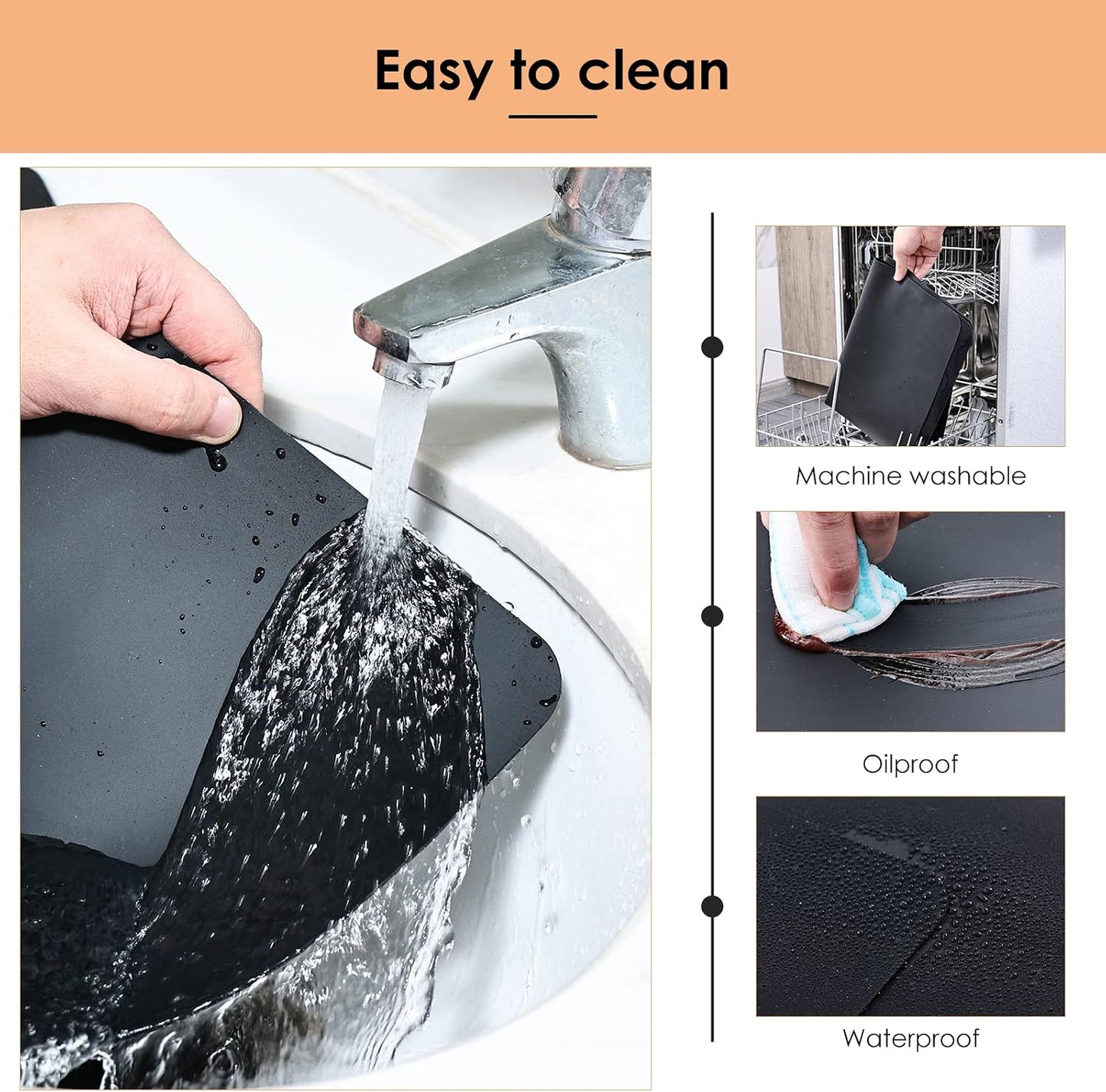 KitchenRaku Extra Large Silicone Mat for Kitchen Worktop Protector, Thickened Nonstick Heat Resistant Countertop Mat, Nonskid Placemat, Craft Mat, Table Mat (Grey, 23.6"x31.5")