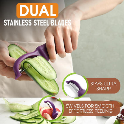 Spring Chef Premium Swivel Vegetable Peeler, Soft Grip Handle and Ultra Sharp Stainless Steel Blades - Perfect Kitchen Peeler For Veggie, Fruit, Potato, Carrot, Apple - Mango