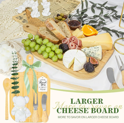 4 Set Baby Shower Game Prizes for Game Winners Adults, Bamboo Mini Charcuterie Boards with Spoon Fork Towel & Gift Bags, Bridal Shower Prizes Gifts for Guests - All-in-One Adult Party Favors
