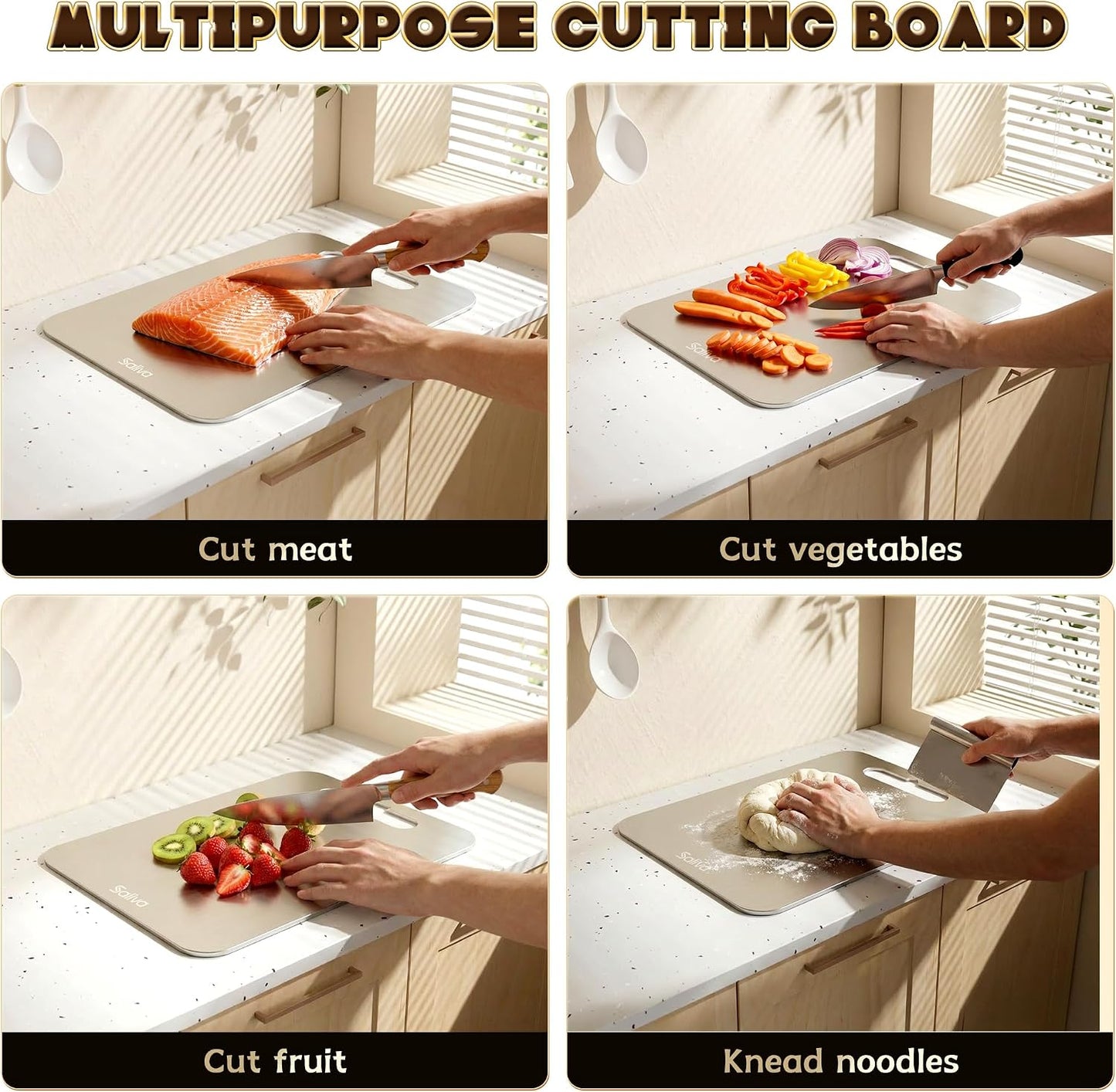 3pcs Titanium Cutting Boards for Kitchen, 2026 New Titanium Cutting Board Set of 3, Double Sided Non Toxic Chopping Boards, Hygiene, Dishwasher Safe, Easy To Clean, for Meat, Fruit, Vegetables(S+M+L)