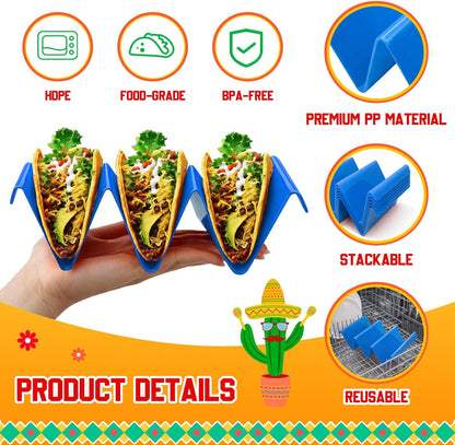 6 Pcs Taco Holder Stands Taco Tuesday Set, Holds Up to 3 Tacos, Premium PP Material Sturdy and Durable, Microwave or Dishwasher Top Rack (Yellow)