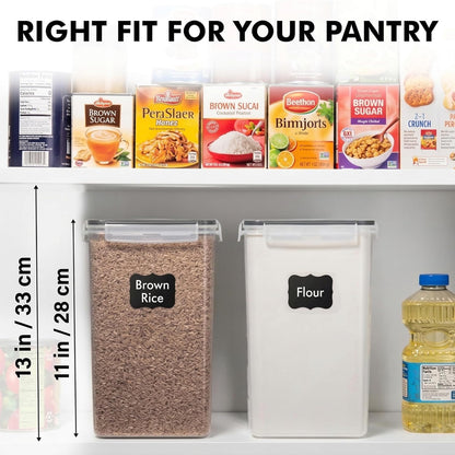 WHITE FEATHER SUPPLIES 2 PC [7 Qt / 6.5L / 220 Oz] Large Food Storage Containers with Lids Airtight - BPA Free Clear Plastic Kitchen and Pantry Storage Containers for Cereal, Flour, Sugar, Rice